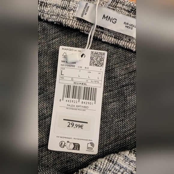 Mango Black and White Ruffled Mini Skater Skirt - Picture 5 of 5